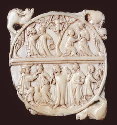 Dos de miroir représentant des scènes courtoises
